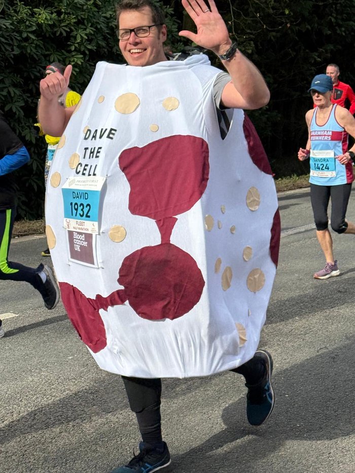 Man waves running as a white blood cell