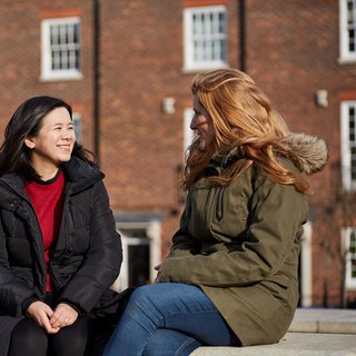 Jacqueline, a blood cancer patient, talking to Kate Keightley, Deputy Director of Support and Clinical Services.