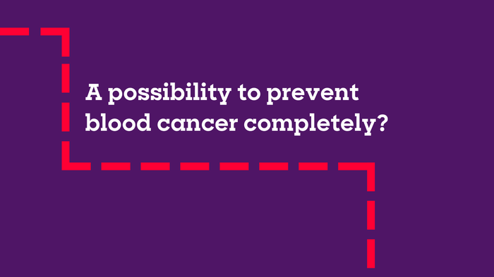 A dashed line with text "a possibility to prevent blood cancer completely?"