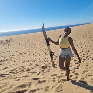 Nadine on a sunny beach