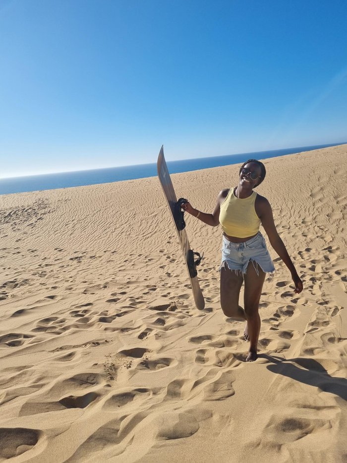 Nadine on a sunny beach
