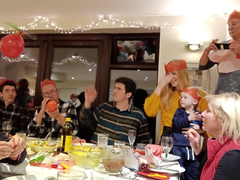 Pat, who lives with Classical Hodgkin lymphoma, celebrates Christmas with her family in her house.
