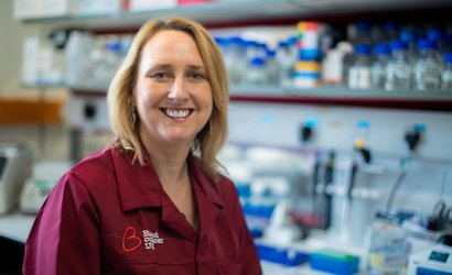Michelle, conducting research at Blood Cancer UK.