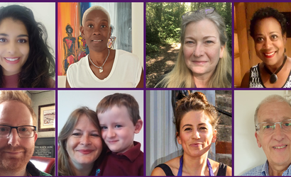 A composite photo consisting of 12 headshots of members of Blood Cancer UK's Research Strategy Patient Panel.