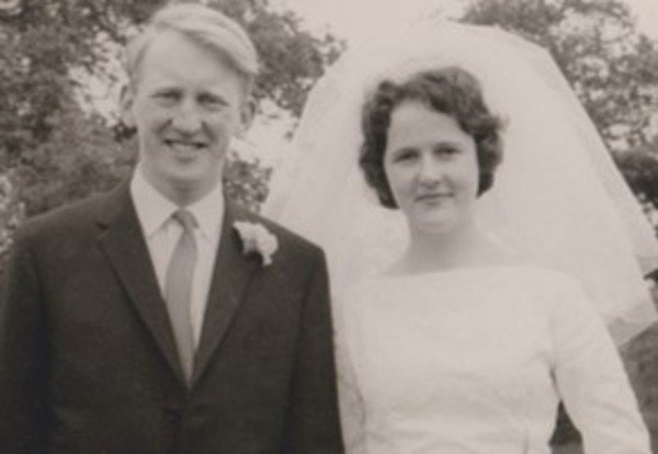 Colin on wedding day with wife Margaret who was diagnosed with multiple myeloma.