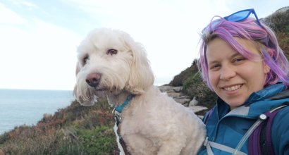 Emma, who has MDS, with her dog
